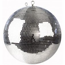 Large silver mirrorball, with safety clips. Used to enhance the atmosphere of an event.