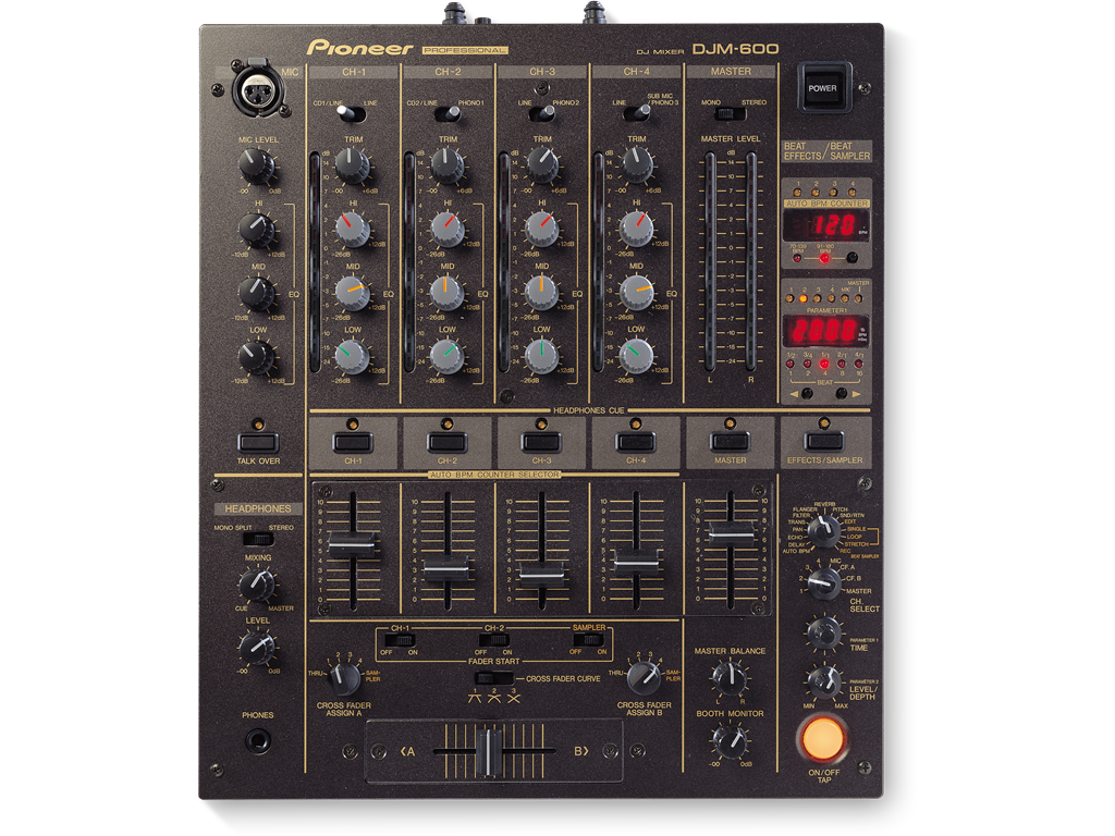 Pioneer DJM-600 4 Channel Mixer used to mix audio for events